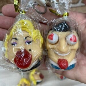 VTG Hot Zone Cartoon Character Face Keychain Novelty Gag Gift Set 10pc